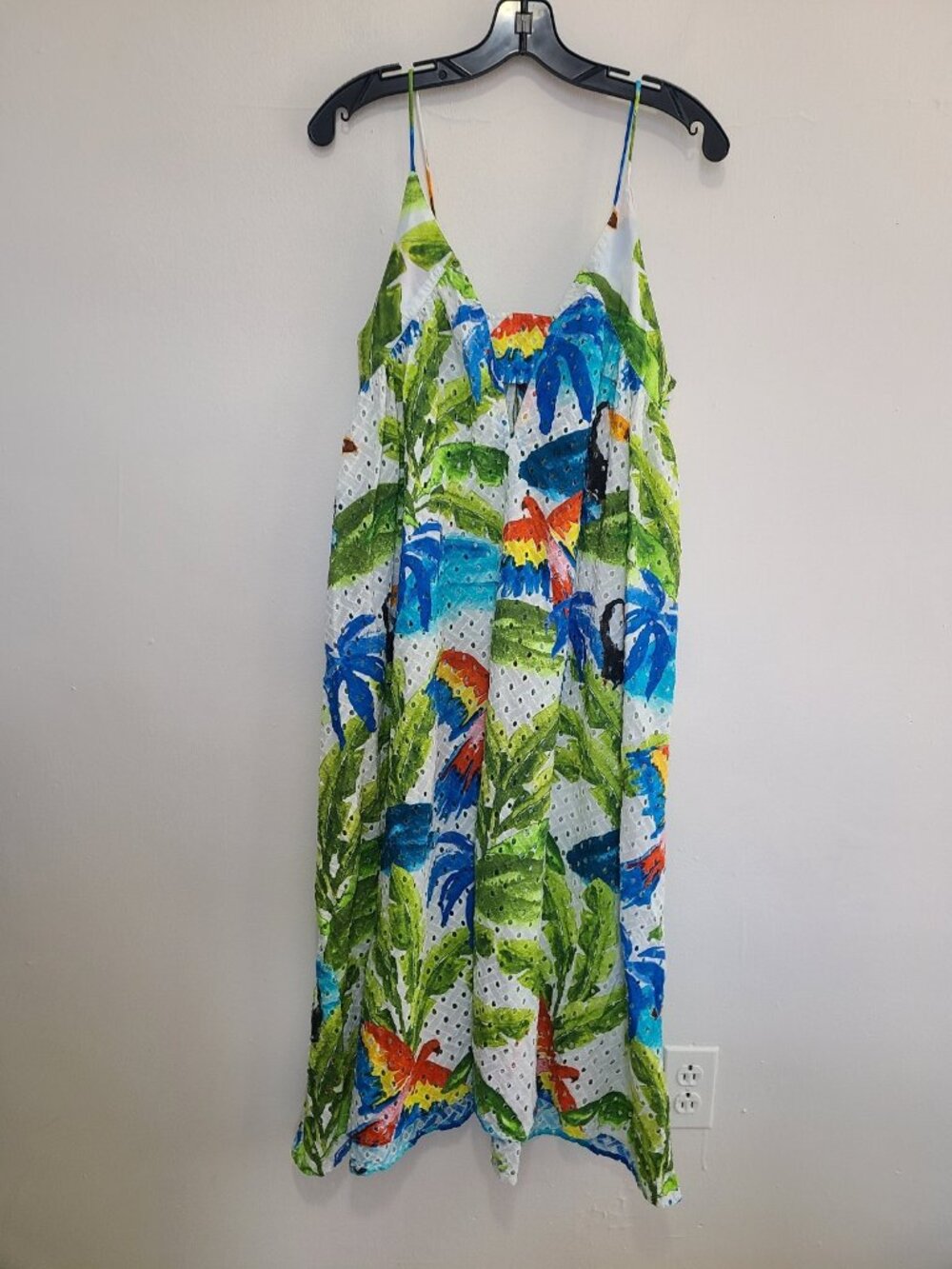 Farm Rio Tropical Freshness Midi Dress Parrots Green size S